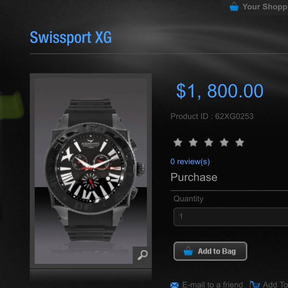 AQUASWISS Swisspport XG Stainless Steel Chronograph Watch. NVR Worn. NWOT.